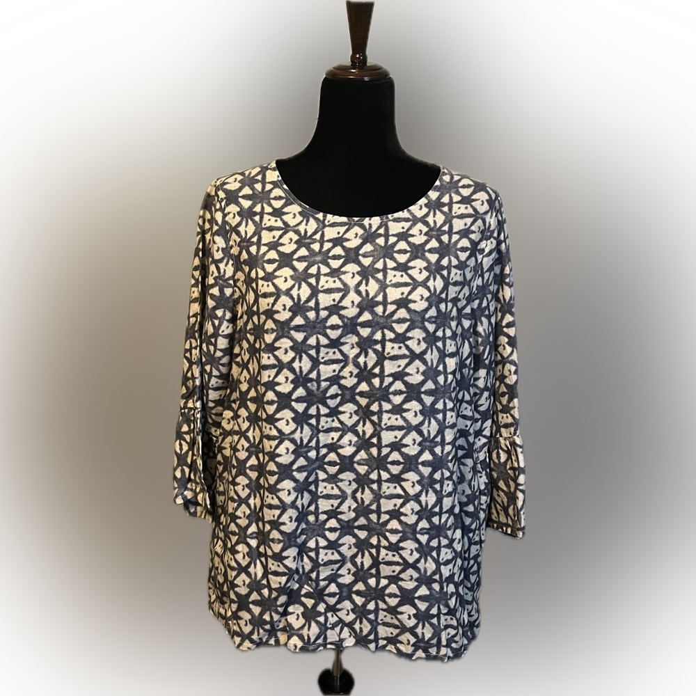 John Mark Linen Batik Dye Pattern Tunic size M